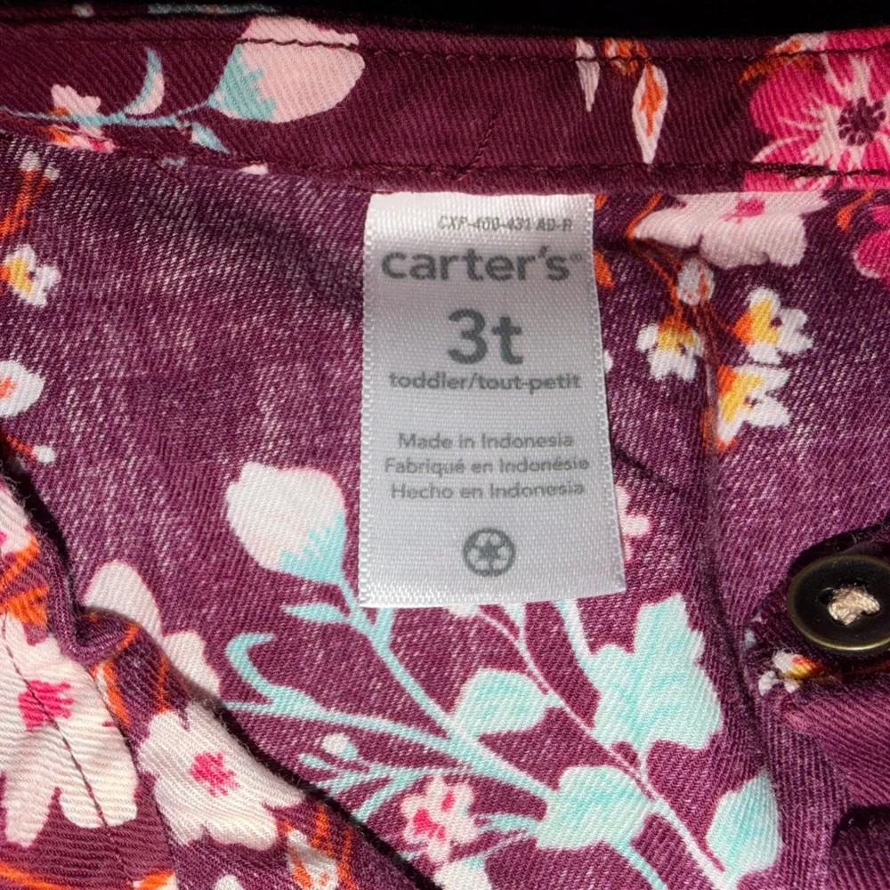 Girls 3T‎ Carter's Burgundy Floral Shirt, top